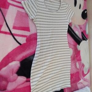 See You Monday Beige and White Striped Top